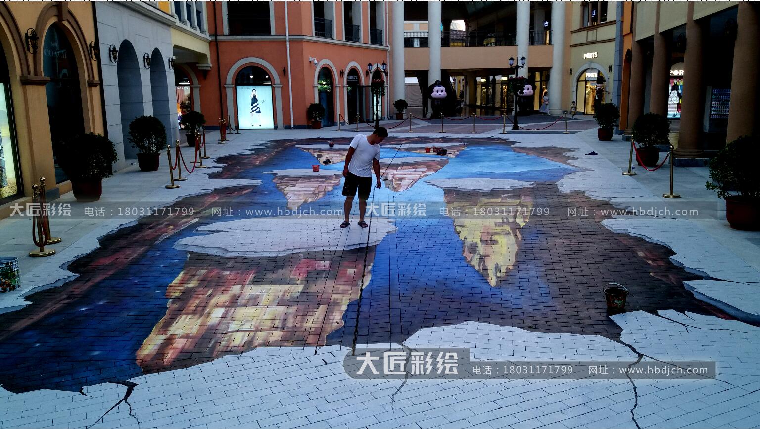 石家莊彩繪 石家莊墻體彩繪 北國奧特萊斯地面3D立體畫彩繪