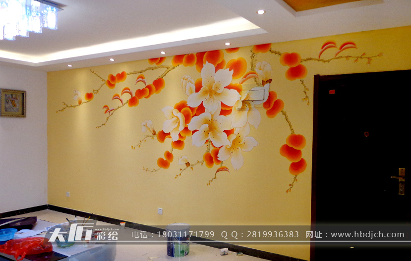 石家莊彩繪 電視墻彩繪作品