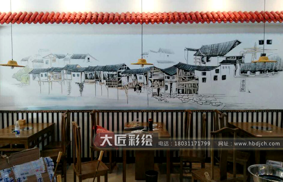 石家莊墻體彩繪 渝宗火鍋店彩繪(圖1) 石家莊墻體彩繪 渝宗火鍋店彩繪(圖1)