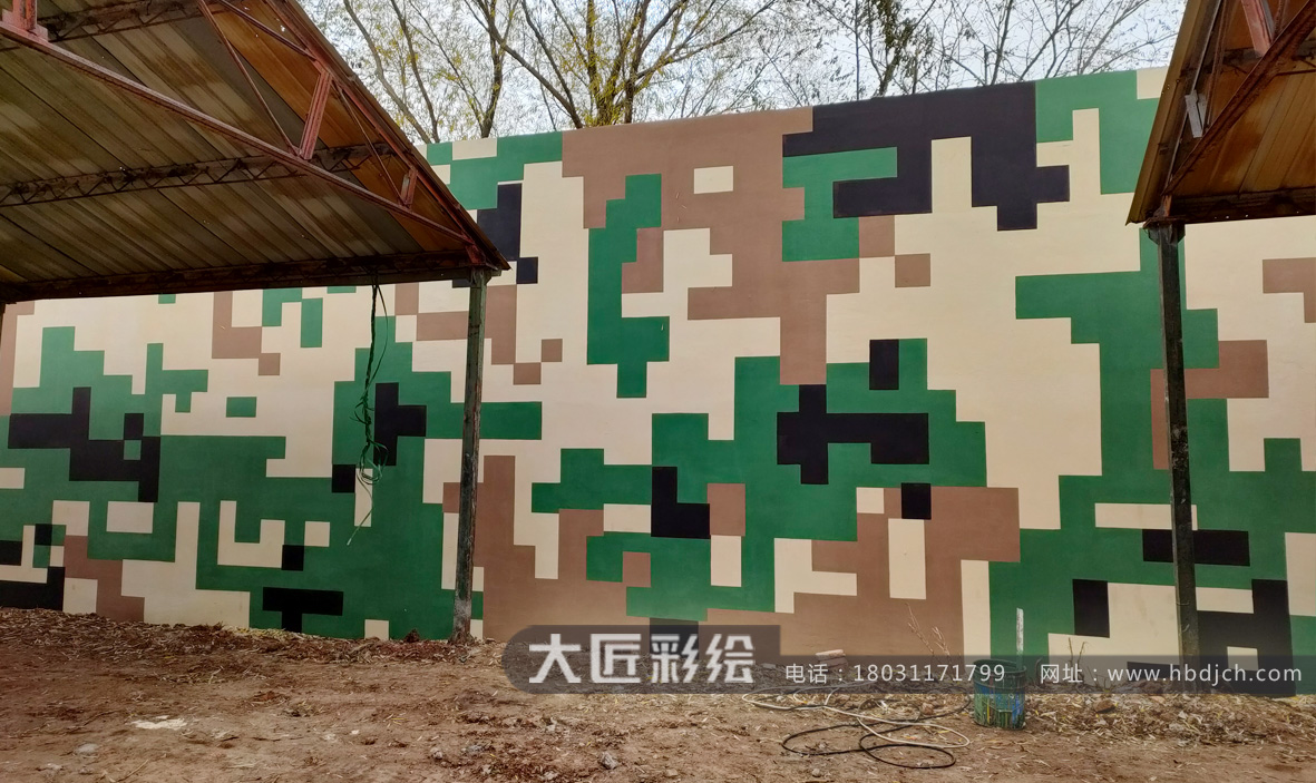 石家莊墻體彩繪  部隊(duì)數(shù)碼迷彩噴涂(圖1)
